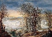 Denis van Alsloot Winter Landscape in the Foret de Soignes, with The Flight into Egypt Spain oil painting artist